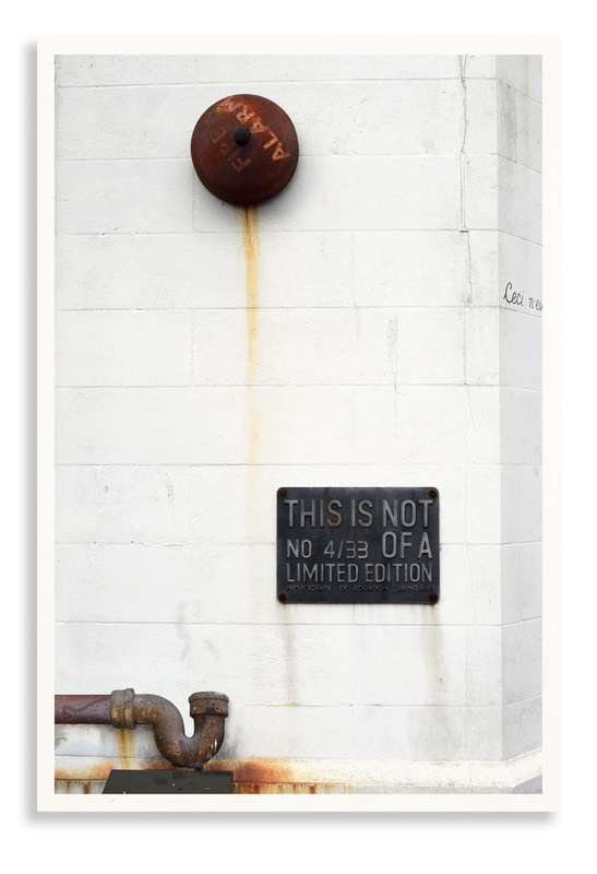 Doctored photograph of rusty fire alarm entitled 'Ode 3' by Bourdon Brindille