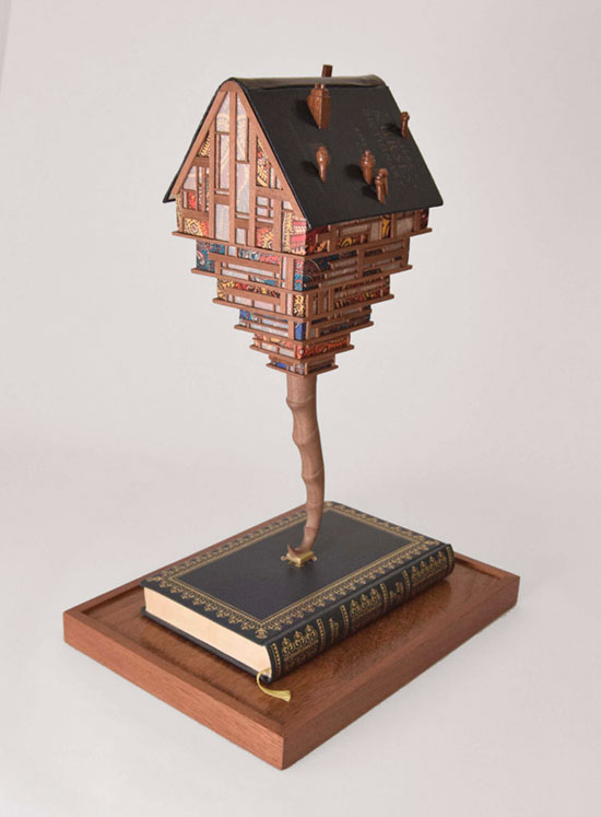 Wooden Beehive Sculpture From Half Profile View by Bourdon Brindille