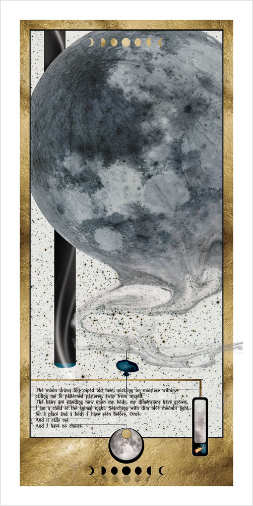 Poem and image about the Moon entitled 'It Calls Me' by Bourdon Brindille 