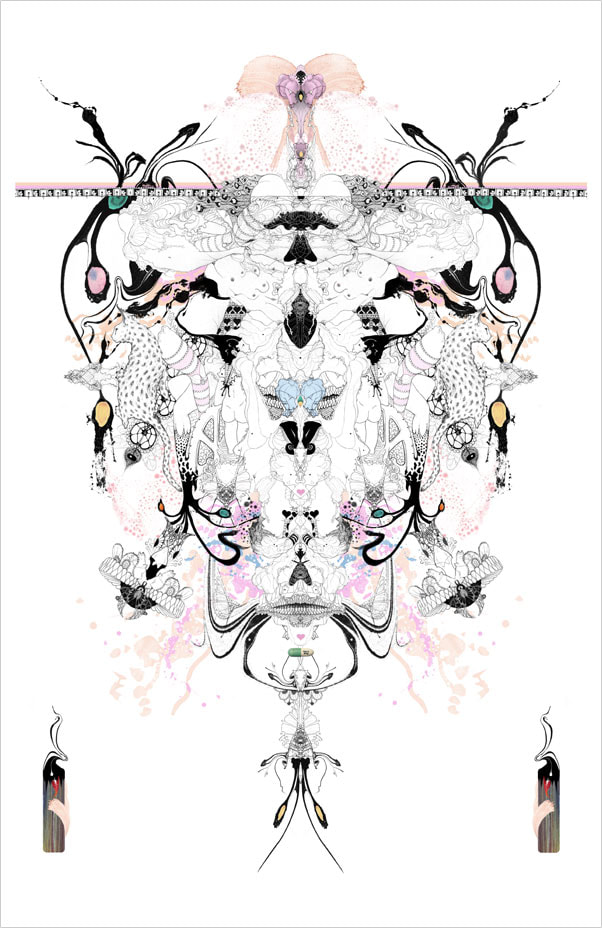 Mirrored suggestive image based on Rorschach Tests by Bourdon Brindille