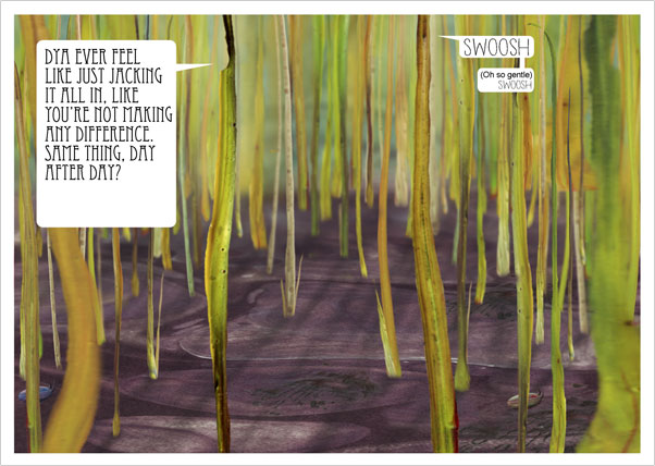 Print of Colourful Comic Postcard of Grasses Having Existential Angst by Bourdon Brindille